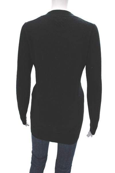 Nili Lotan Womens Cardigan Black V-Neck 100% Cashmere Long Sleeve Size M