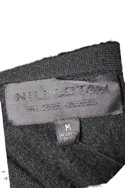 Nili Lotan Womens Cardigan Black V-Neck 100% Cashmere Long Sleeve Size M