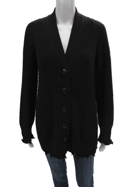 Dondup Women Cardigan V-Neck Black 68% Alpaca Long Sleeve Size 38