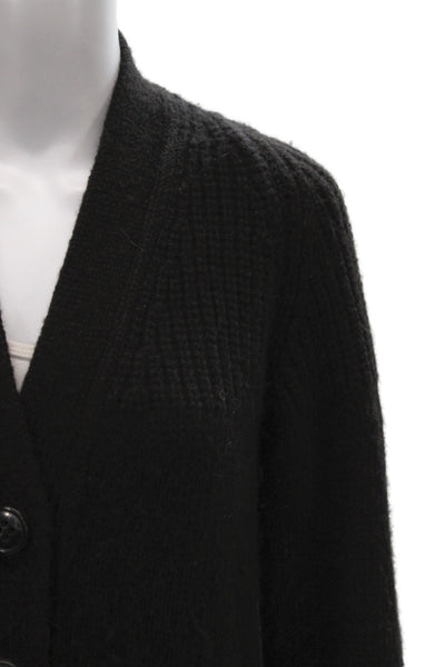 Dondup Women Cardigan V-Neck Black 68% Alpaca Long Sleeve Size 38
