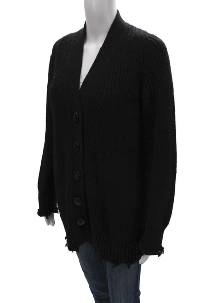 Dondup Women Cardigan V-Neck Black 68% Alpaca Long Sleeve Size 38