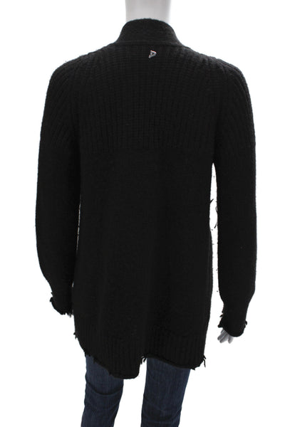 Dondup Women Cardigan V-Neck Black 68% Alpaca Long Sleeve Size 38