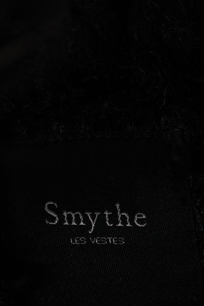 Smythe Women Overcoat Black Polyester Solid Long Sleeve Button Bohemian Size M