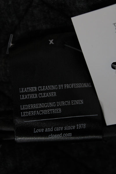 Closed Women Quilted Lamb Leather Jacket Black Argyle Zip Size M