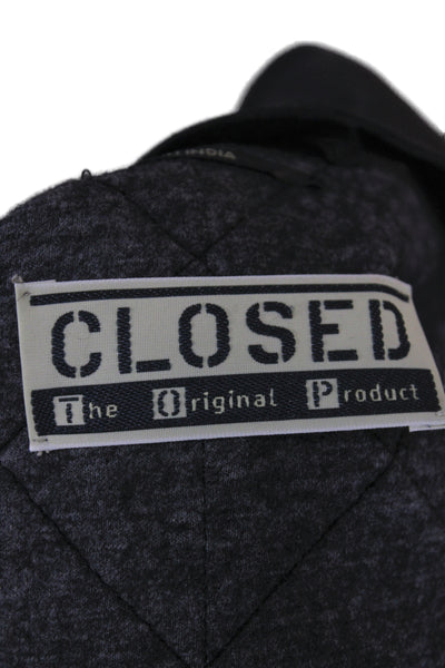 Closed Women Quilted Lamb Leather Jacket Black Argyle Zip Size M