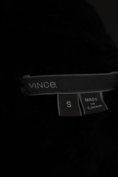Vince Womens Biker Shearling Lamb Vest Black Zip Sleeveless Size S