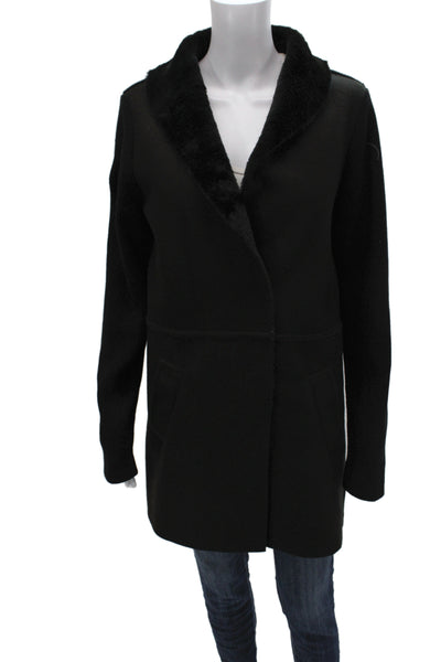Love Token Womens Basic Jacket Coatigan Black Acrylic Button Long Sleeve Size M