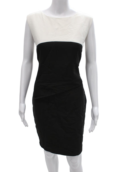 Narciso Rodriguez Women Sheath Dress Black Boat Neck Sleeveless Size 46
