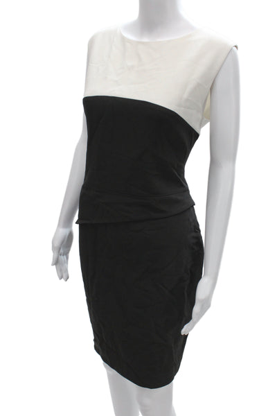 Narciso Rodriguez Women Sheath Dress Black Boat Neck Sleeveless Size 46