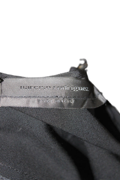 Narciso Rodriguez Women Sheath Dress Black Wool Scoop Neck Short Sleeve Zip Size