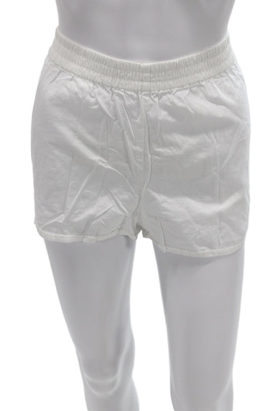 Sunday Best Womens Sweat Shorts White Cotton Pull On Size S