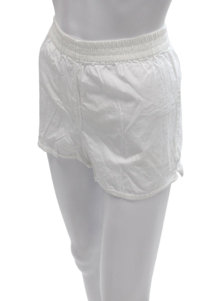 Sunday Best Womens Sweat Shorts White Cotton Pull On Size S