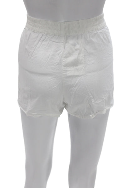 Sunday Best Womens Sweat Shorts White Cotton Pull On Size S