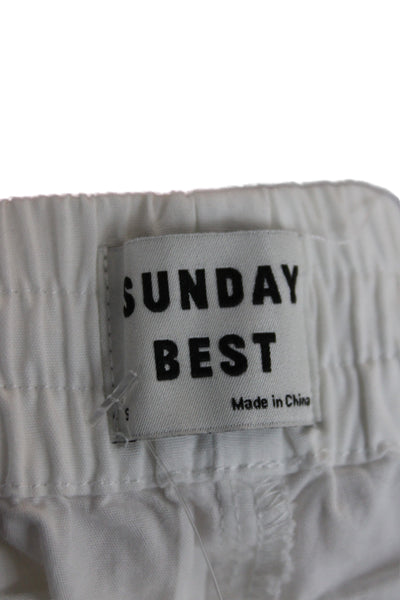 Sunday Best Womens Sweat Shorts White Cotton Pull On Size S
