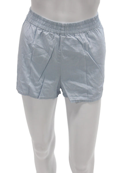 Sunday Best Women Sweat Shorts Blue Cotton Solid Pull-On Size S