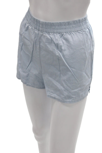 Sunday Best Women Sweat Shorts Blue Cotton Solid Pull-On Size S