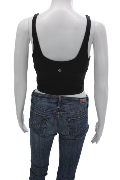 Lululemon Womens Basic V-Neck Sleeveless Tank Black Nylon Athleisure Size 8