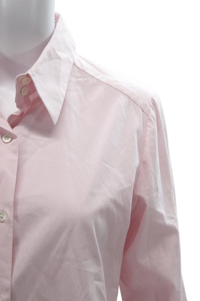 Chaiken Women Basic Collared Cotton Long Sleeve Button Up Pink Size 8