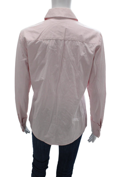 Chaiken Women Basic Collared Cotton Long Sleeve Button Up Pink Size 8