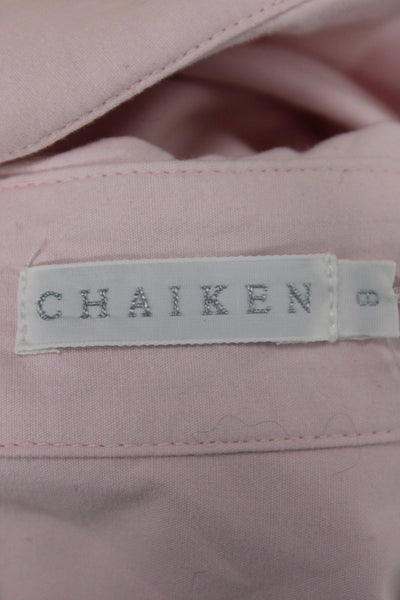 Chaiken Women Basic Collared Cotton Long Sleeve Button Up Pink Size 8