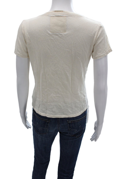Mother Superior Women Basic Ivory Crew Neck Short Sleeve T-Shirt Size XS