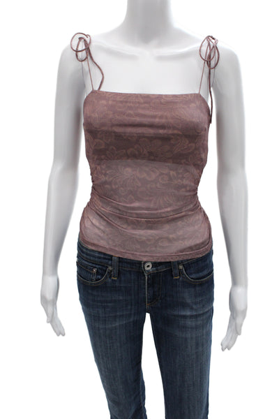 Tiger Mist Women Brown Floral Square Neck Sleeveless Camisole Size S