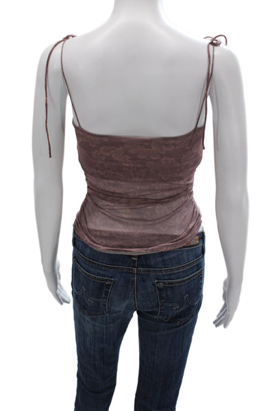 Tiger Mist Women Brown Floral Square Neck Sleeveless Camisole Size S