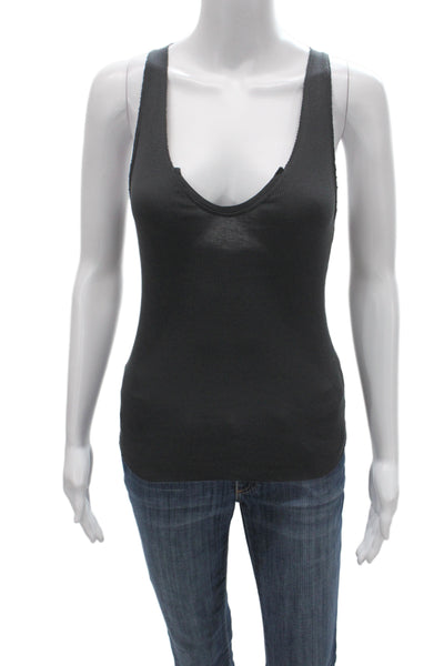 Nation LTD Womens Basic Tank Black Scoop Neck Pima Cotton Size S