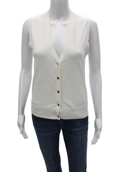 Babaton Women White Sleeveless V-Neck Cardigan Minimalist Size S