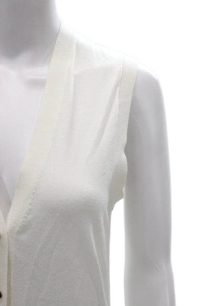 Babaton Women White Sleeveless V-Neck Cardigan Minimalist Size S