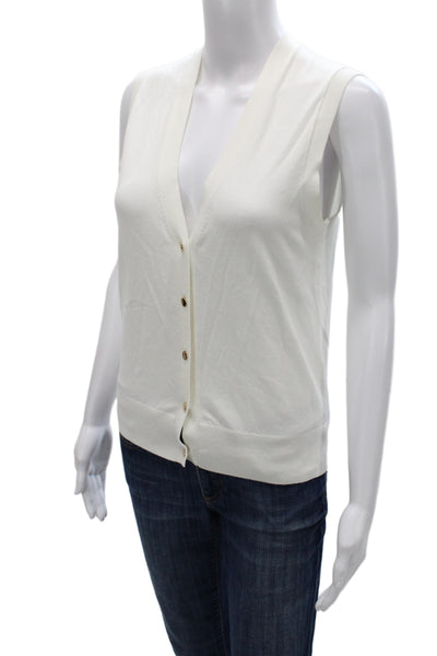 Babaton Women White Sleeveless V-Neck Cardigan Minimalist Size S