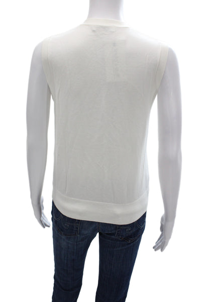 Babaton Women White Sleeveless V-Neck Cardigan Minimalist Size S