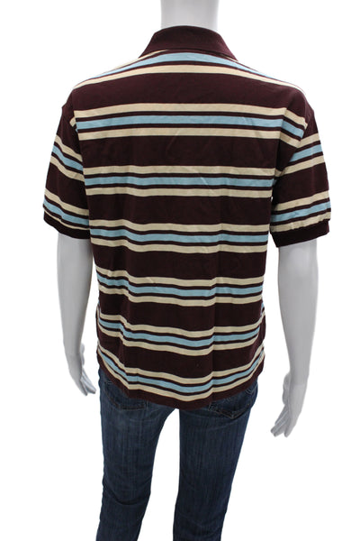Lioness Womens Beige Striped Cotton Collared Polo Short Sleeve Size XS