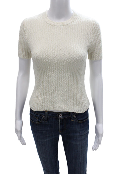 Madewell Womens Ivory Crew Neck Short Sleeve Pullover Size 2XS