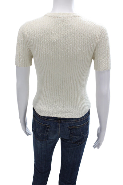 Madewell Womens Ivory Crew Neck Short Sleeve Pullover Size 2XS