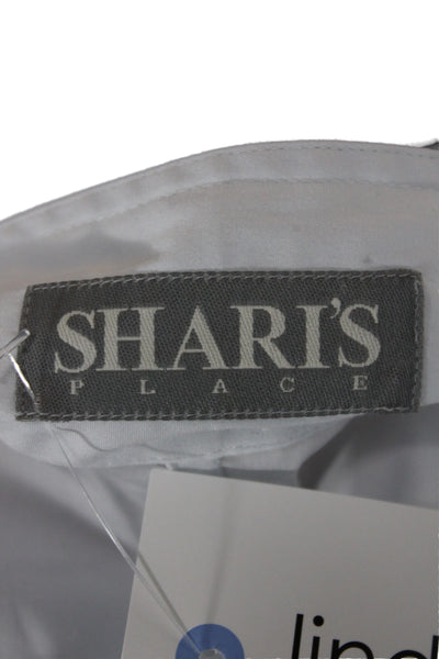 Sharis Place Womens Blue Basic Sleeveless Collared Button Cotton Blouse Size 44