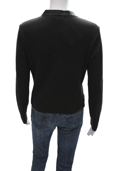 GMS-75 Womens Black 100% Leather Basic Jacket Zip Long Sleeve Fall Size S