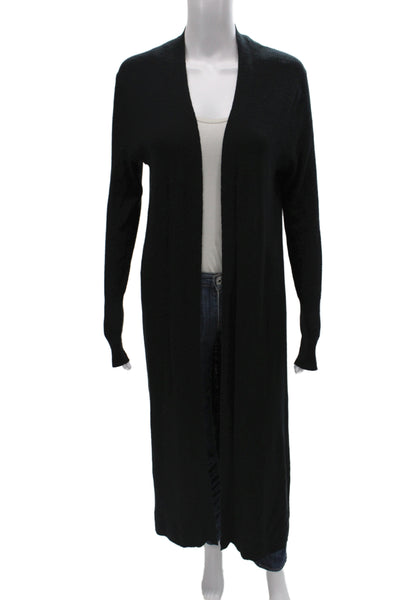 360 Sweater Women Black 100% Cotton V Neck Long Sleeve Cardigan Size M