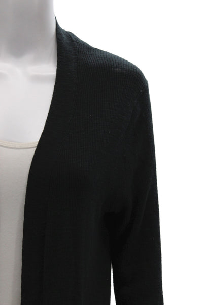 360 Sweater Women Black 100% Cotton V Neck Long Sleeve Cardigan Size M