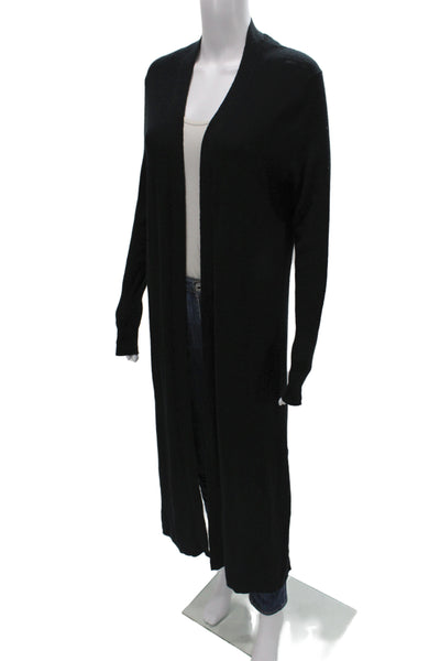 360 Sweater Women Black 100% Cotton V Neck Long Sleeve Cardigan Size M
