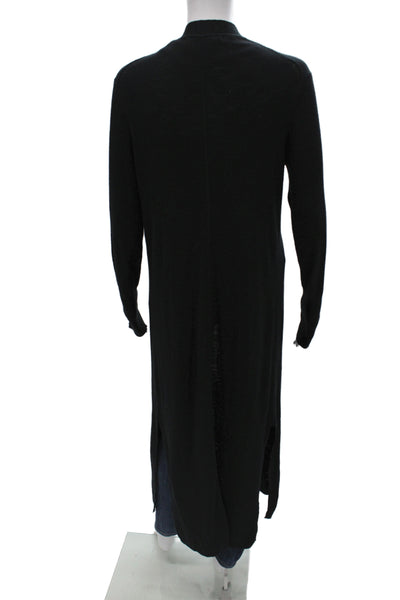 360 Sweater Women Black 100% Cotton V Neck Long Sleeve Cardigan Size M