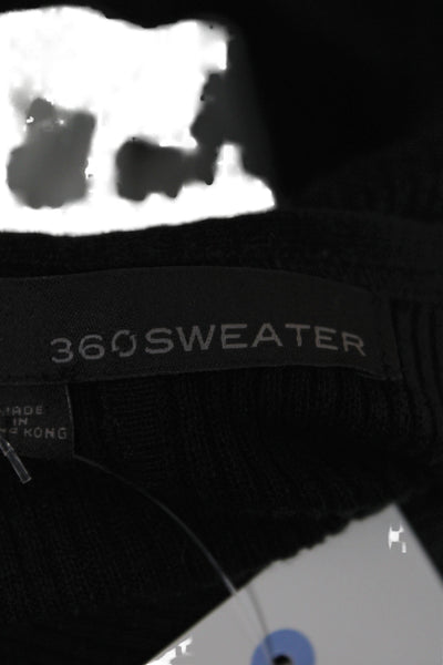 360 Sweater Women Black 100% Cotton V Neck Long Sleeve Cardigan Size M