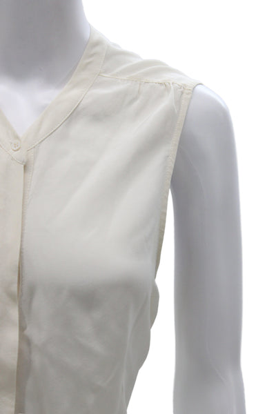 Joie Womens Basic Sleeveless V-Neck Silk Blouse Ivory Size M