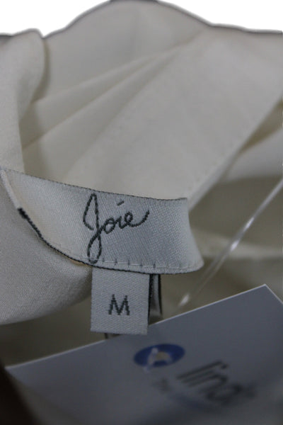 Joie Womens Basic Sleeveless V-Neck Silk Blouse Ivory Size M