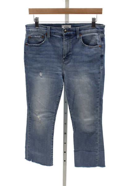 Pistola Womens Cropped Jeans Blue High Rise Cotton Button Inseam 26 Size 29