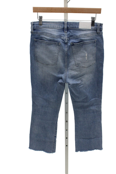 Pistola Womens Cropped Jeans Blue High Rise Cotton Button Inseam 26 Size 29