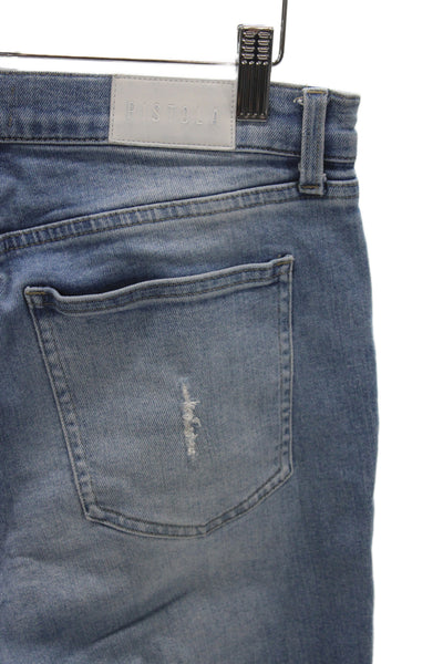 Pistola Womens Cropped Jeans Blue High Rise Cotton Button Inseam 26 Size 29