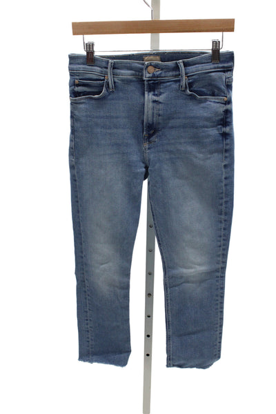 Mother Women Cropped Blue High Rise Cotton Jeans Size 29