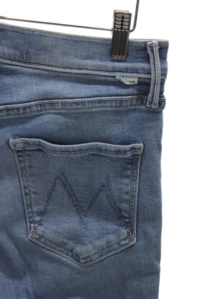 Mother Women Cropped Blue High Rise Cotton Jeans Size 29