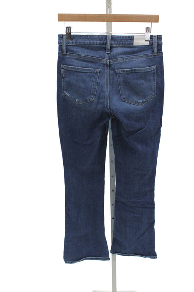 Paige Women Bootcut Jeans Blue High Rise Button Fly Cotton 30 Inseam Size 28